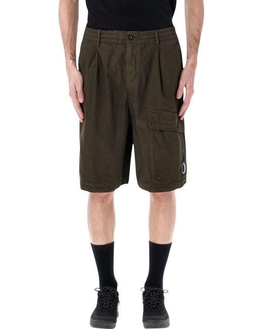 C P Company Black C.P. Company Microreps Cargo Shorts for men
