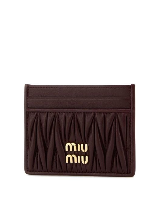 Miu Miu Purple Burgundy Leather Card Holder