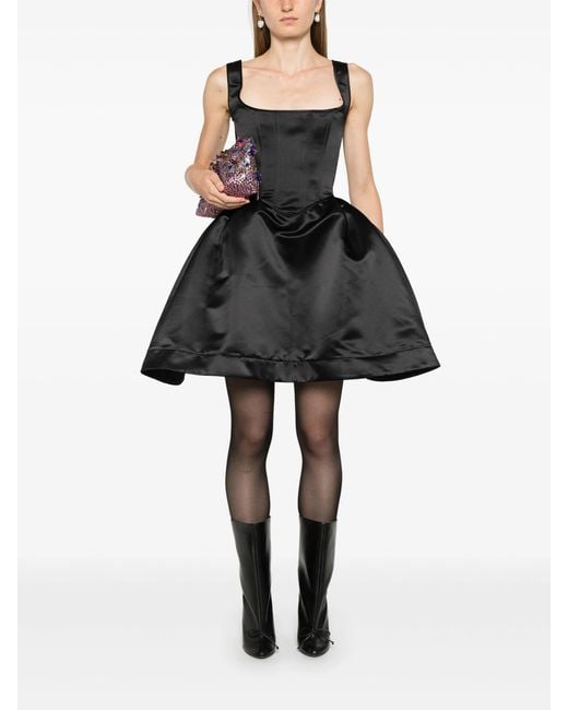 Vivetta Black Duchess Satin Mini Bustier Dress