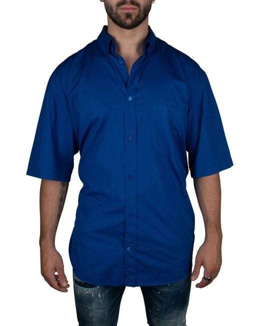 Balenciaga Electric Blue Cotton Shirt for men