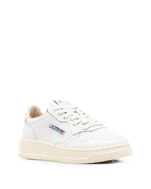 Autry White Medalist Low Perforated Leather Sneakers