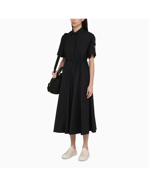 Moncler Black Nylon Midi Chemisier Dress