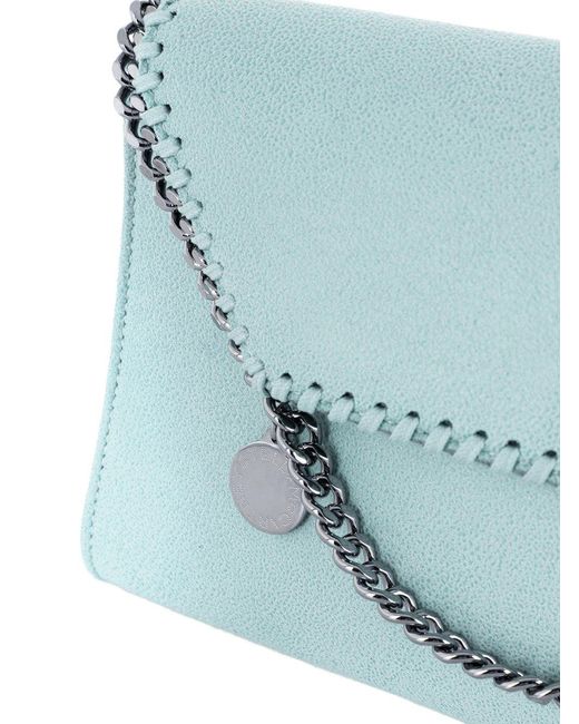 Stella McCartney Blue Mini Shoulder Bag With Engraved Medallion Charm