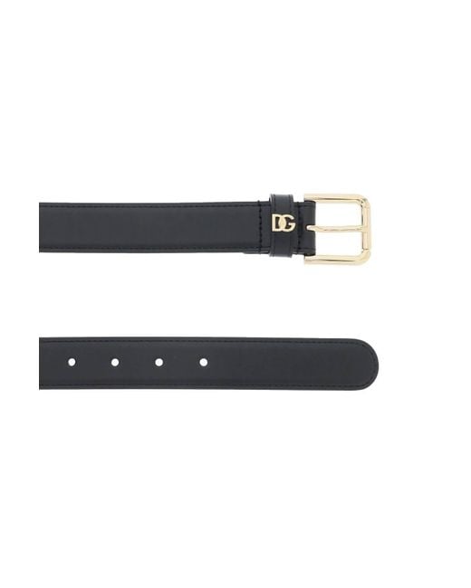 Cintura In Pelle Con Logo Dg di Dolce & Gabbana in Black