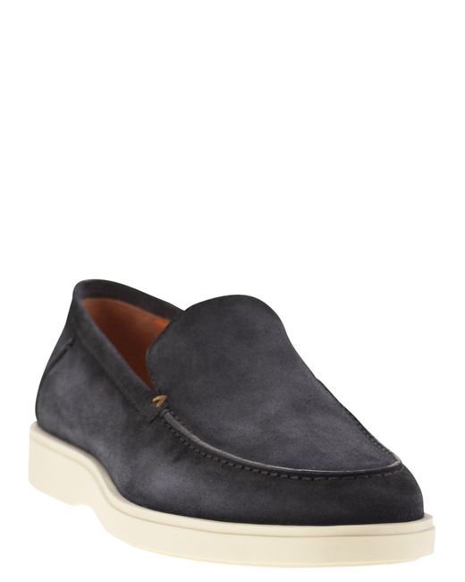 Santoni Black Suede Moccasin for men
