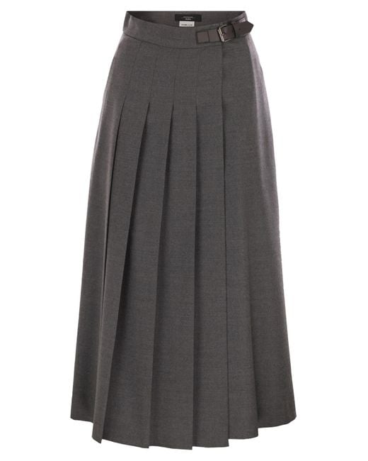 Weekend by Maxmara Gray Fastoso Wool Wrap Skirt