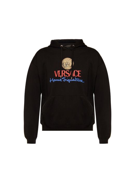 Versace Black Logo Hooded Sweatshirt for men