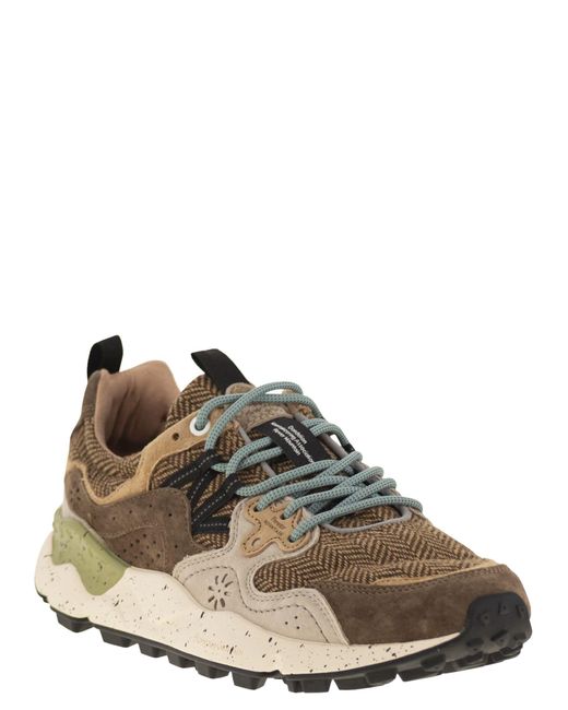 Flower Mountain Brown Yamano 3 Suede And Fabric Sneakers for men