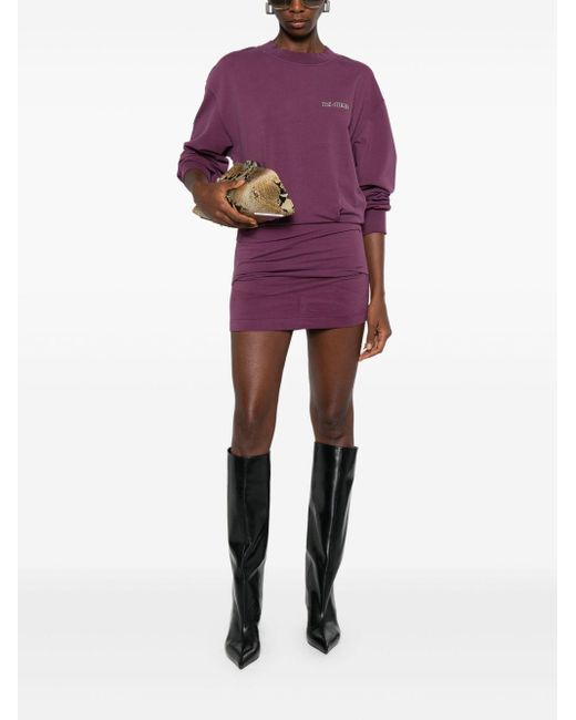 The Attico Purple Fitted Dress With Rubberised Logo Detail