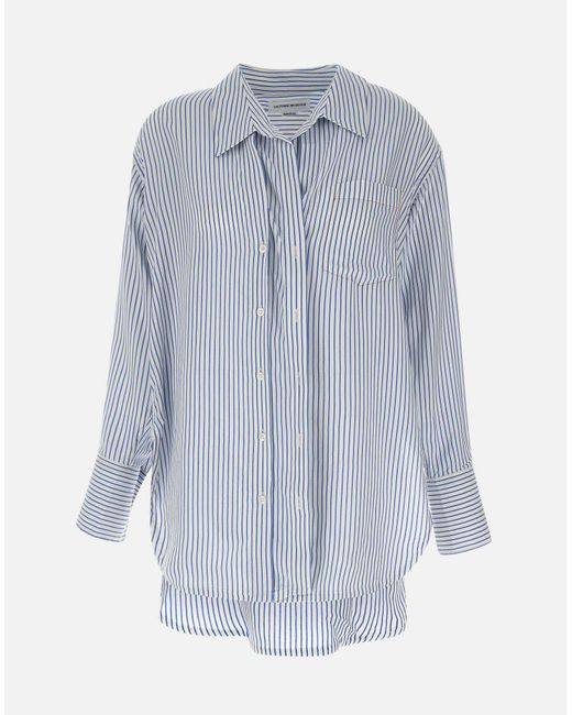 Strisce Di Seta E Camicia Oversize Alla Viscosa di Victoria Beckham in Blue