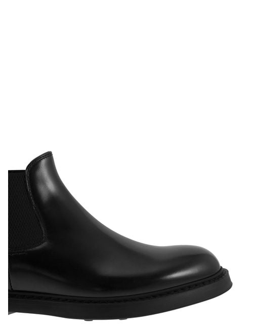 Doucal's Black Chelsea Leather Ankle Boot