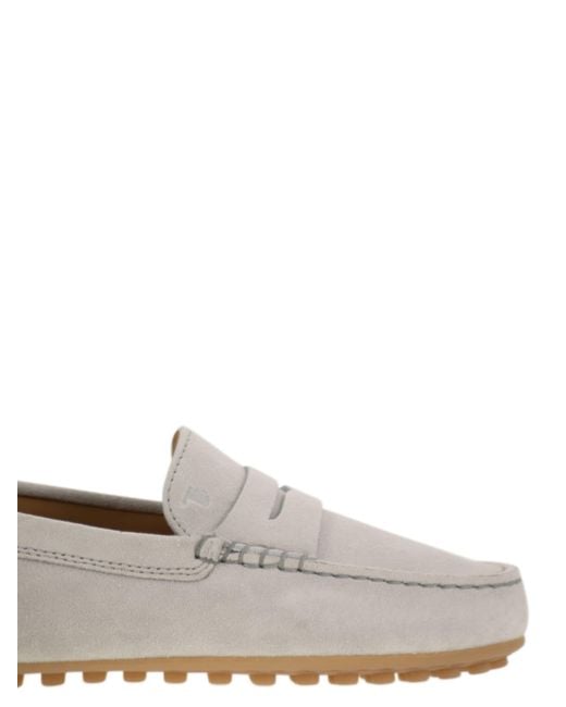 Tod's White City Gommino Suede Loafer