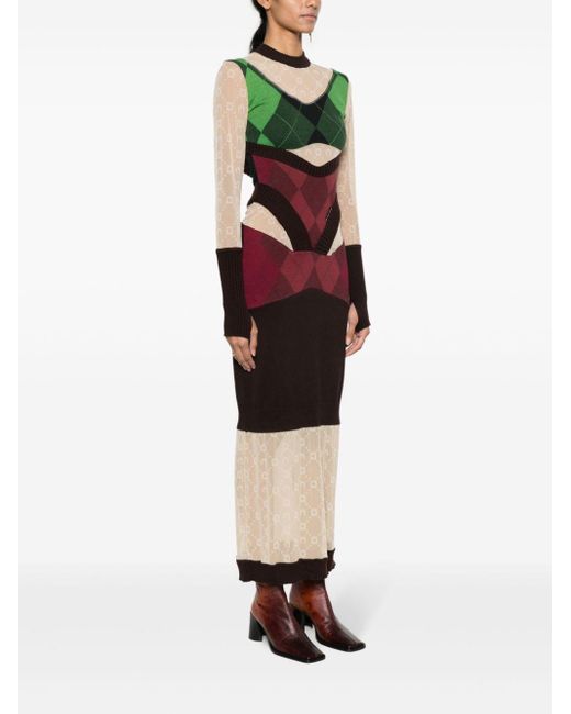 MARINE SERRE Green Wool Long Dress