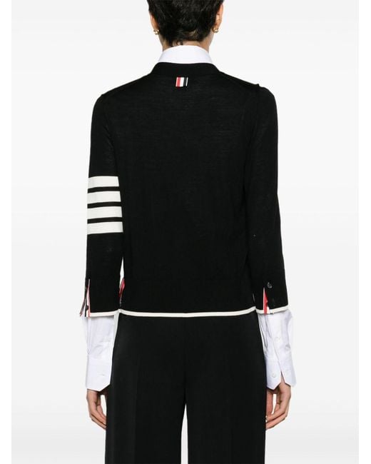Thom Browne 4 Bar Wol Vest in het Black