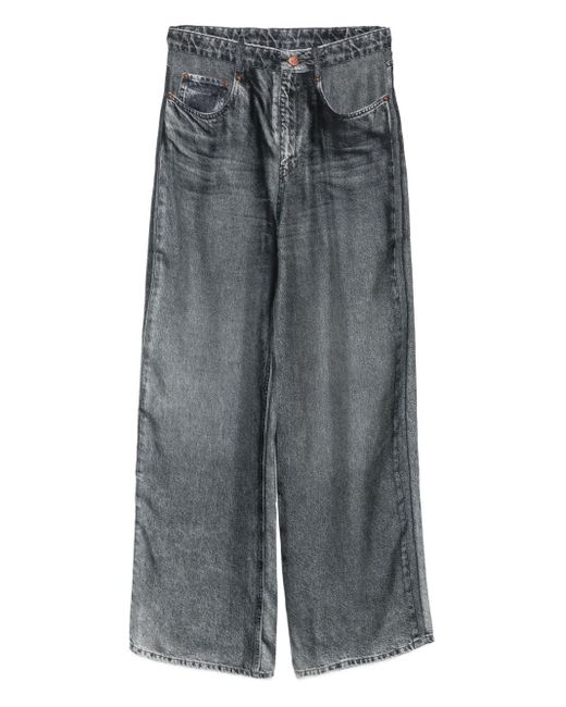 Pierre Louis Mascia Denim Print Zijden Broek in het Gray