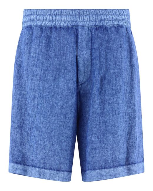 Shorts en lin avec cordon Burberry pour homme en coloris Blue