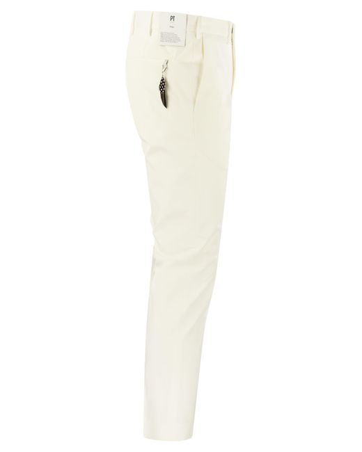 PT Torino White Dieci Cotton Trousers