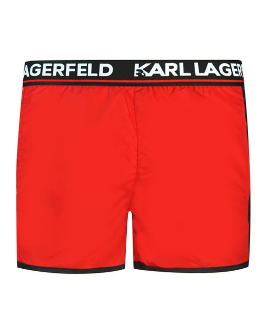 Karl Lagerfeld Getapete Rode Zwemshort Met Logo in het Rood voor heren