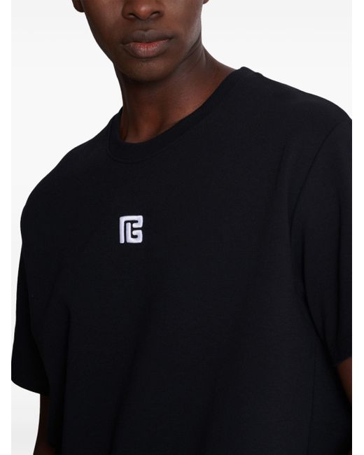 Balmain T -shirt Met Pb -borduurwerk in het White voor heren