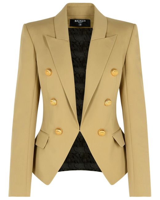Blazer Di Cotone Di di Balmain in Natural