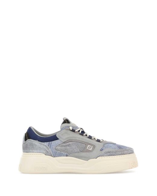 Fendi White Denim Force Sneakers for men