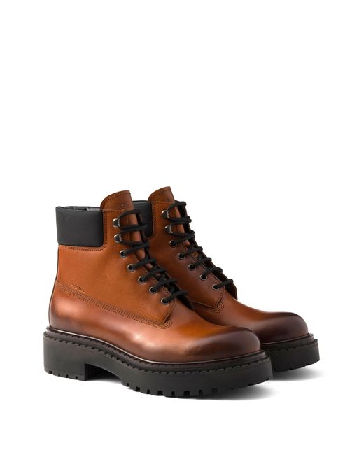 Prada Brown Leather Boots for men