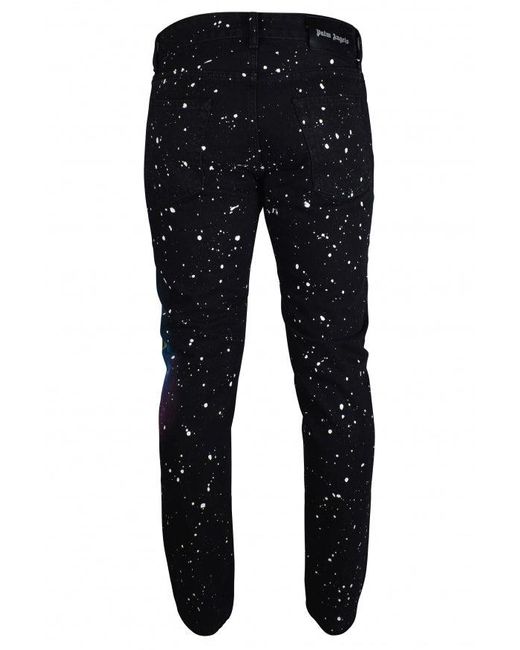 Palm Angels Black Distressed Graphic Print Jeans for men