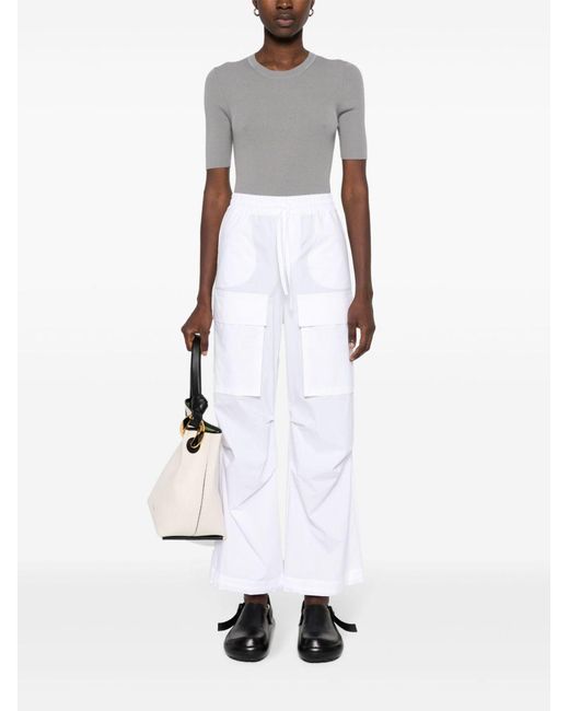P.A.R.O.S.H. White Straight-Leg Cotton Cargo Trouser