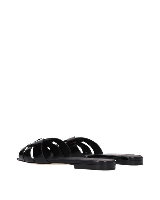 Saint Laurent Black Slip Ons And Clogs Patent