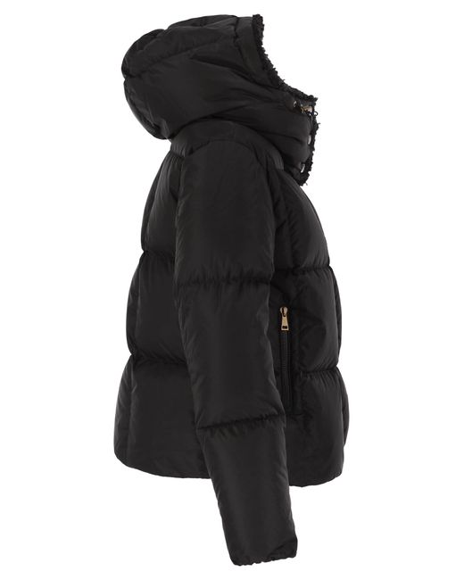 Moncler Castelnou Short Down Jacket Met Kap En Vierkant Quilten in het Black