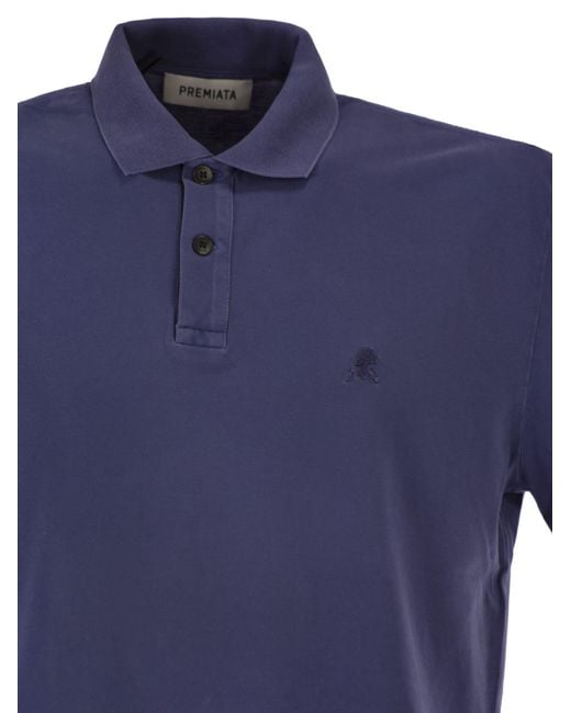 Premiata Blue Polo Shirt With A Logo On The Chest