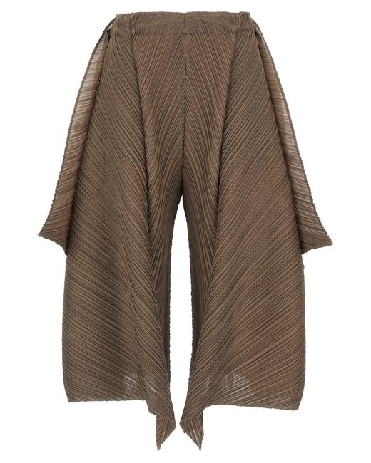 Pleats Please Issey Miyake Brown 'Flare' Pants