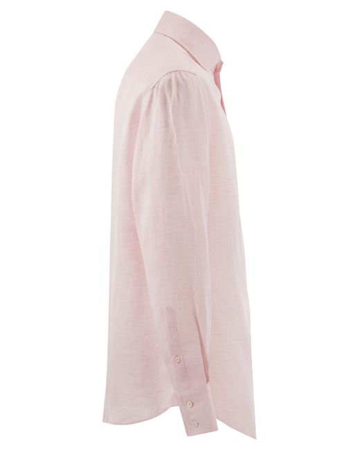 Basic Fit Linen Shirt Brunello Cucinelli pour homme en coloris Pink
