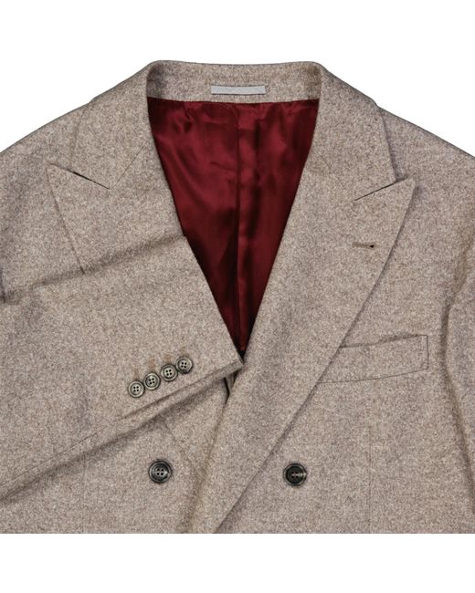 Brunello Cucinelli Brown Double-breasted Wool Jacket for men