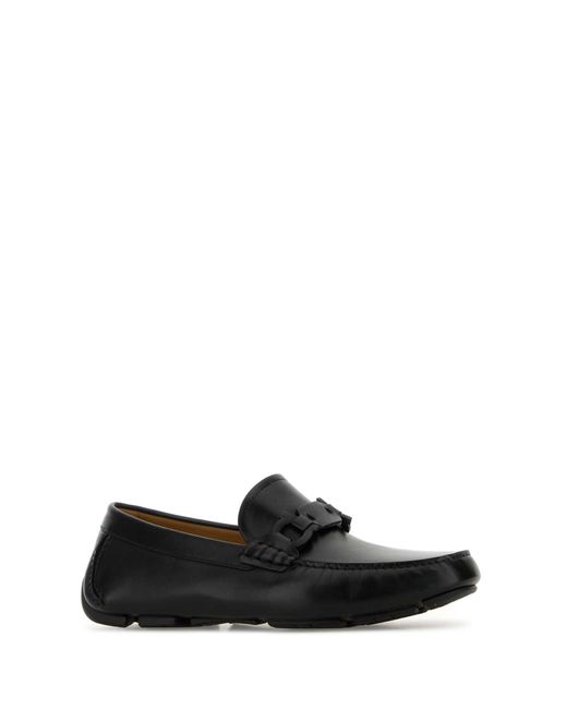 Ferragamo Black Salvatore Leather Byte Loafers for men