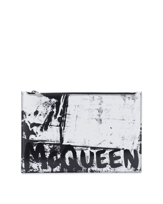 Clutch con stampa astratta di Alexander McQueen in White da Uomo