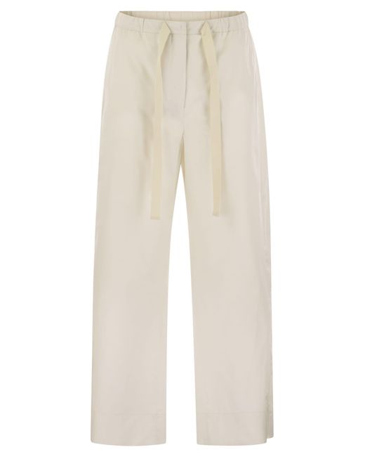 Max Mara Natural Argento Popliner Kordelstringhose