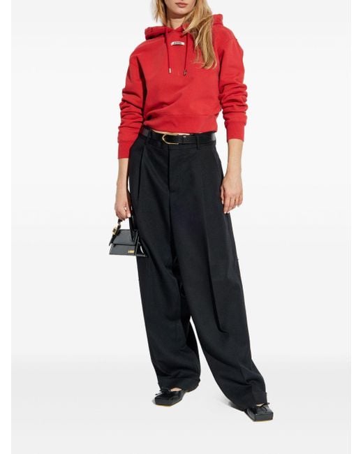 Jacquemus Red Hoodie mit Logo-Patch