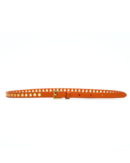 Prada Orange Skinny Eyelet Belt