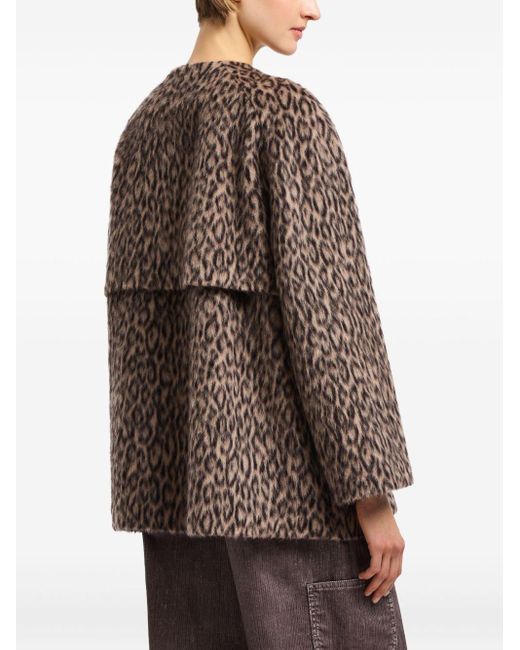 Emporio Armani Brown Mantel Mit Leoparden-Print