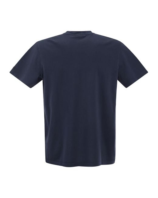 Paul & Shark Blue Garment Dyed Cotton Jersey T-Shirt for men
