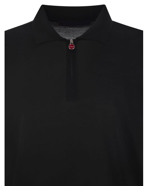 Kiton Black Wool Polo Shirt for men