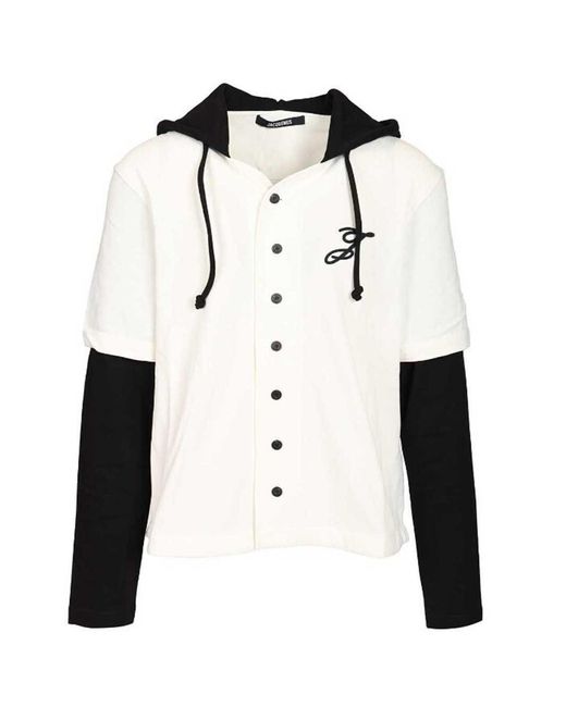 Jacquemus White Letro Button Kapuzenpullover