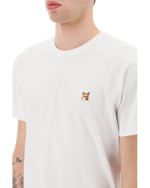 Camiseta con cabeza de zorro de Maison Kitsuné de hombre de color White