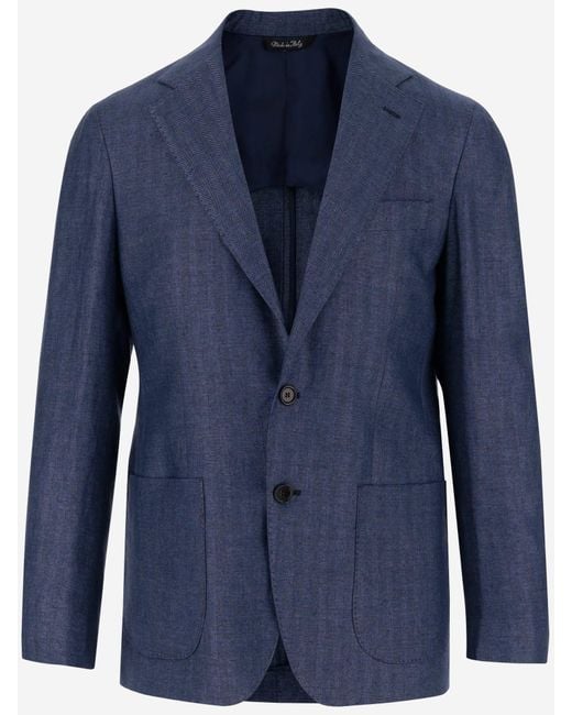 Brian Dales Blue Single Breasted Linen Jacket