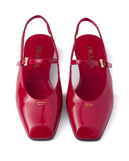 Prada Red Slingback-Ballerinas aus Leder
