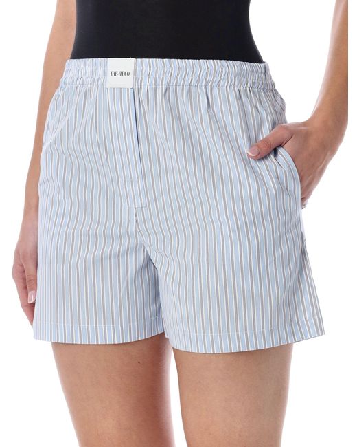 The Attico Blue Striped Poplin Shorts