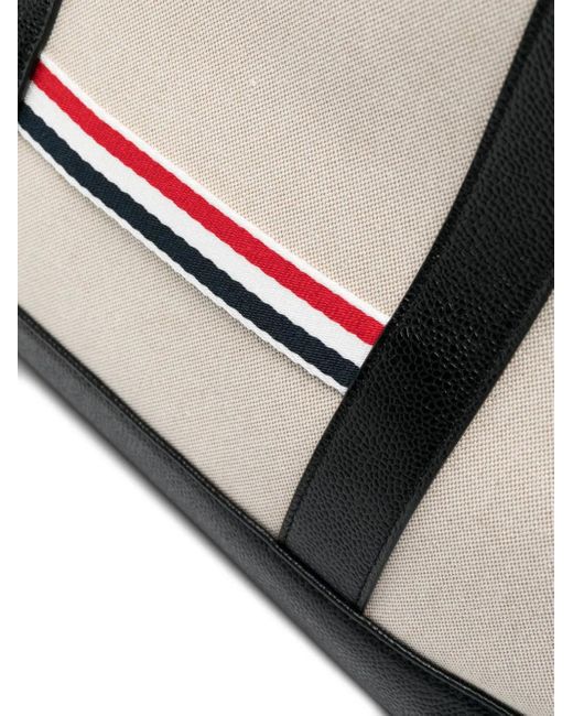 Thom Browne White Medium RWB -Streifen -Einkaufstasche