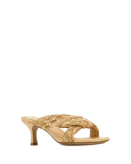 Bottega Veneta Metallic Raffia Riva Mules