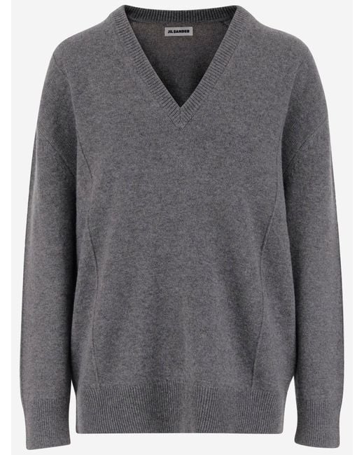 Wool Blend Swater di Jil Sander in Gray